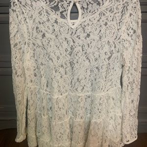 Altar’d State scalloped white lace babydoll top size medium
